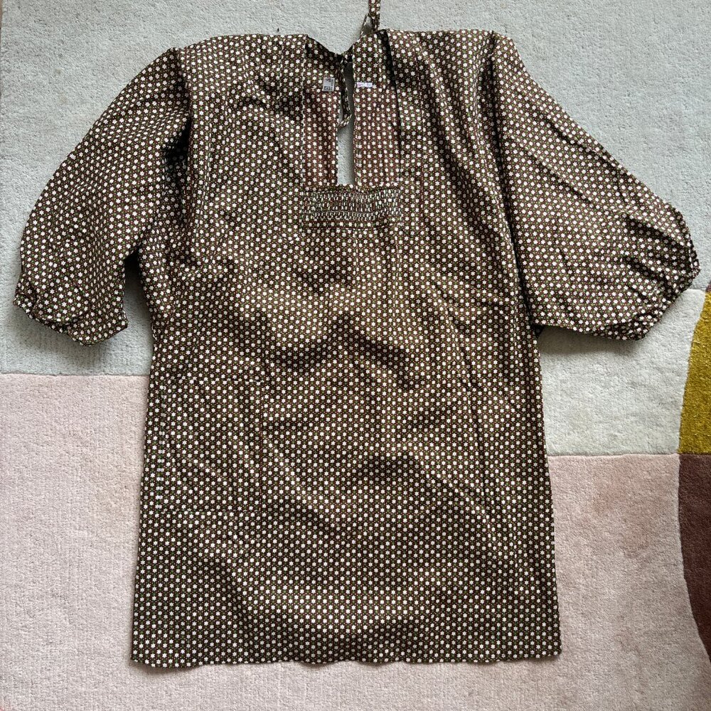 Vintage Japanese Calico Print Cotton House Dress / Apron Women's Large - Picture 6 of 15